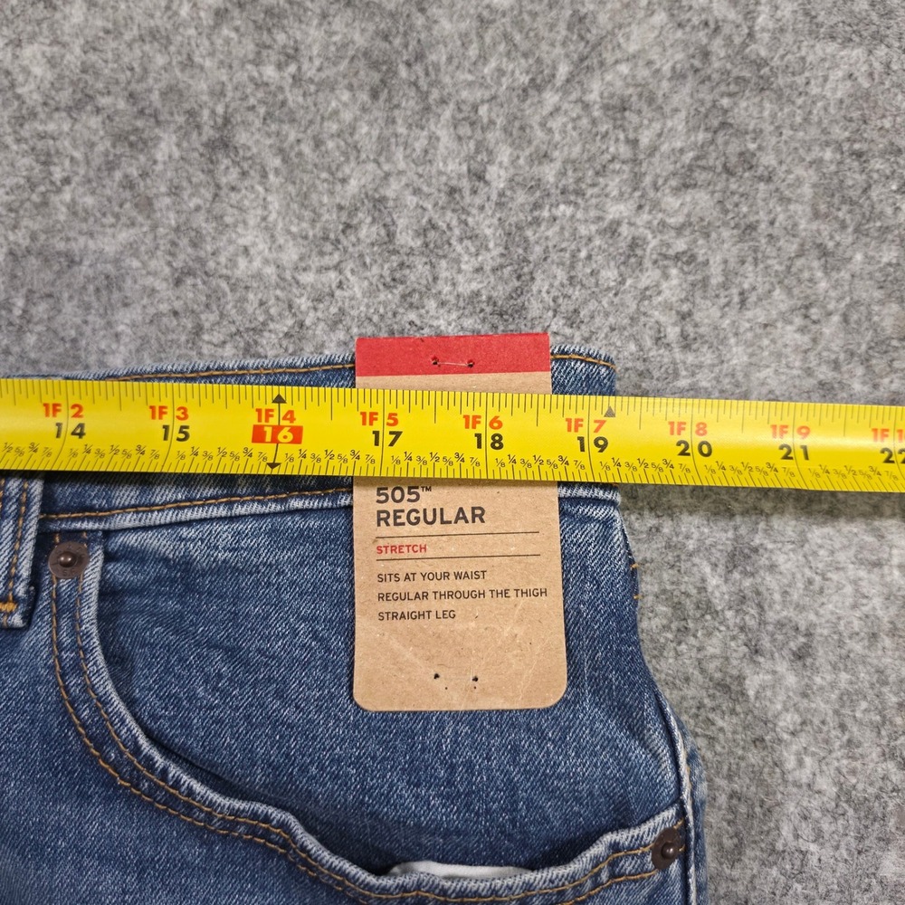 Levis 505 Regular Fit Stretch Jeans Mens 38x30 Medium Wash Blue Straight Leg NWT - Picture 7 of 11